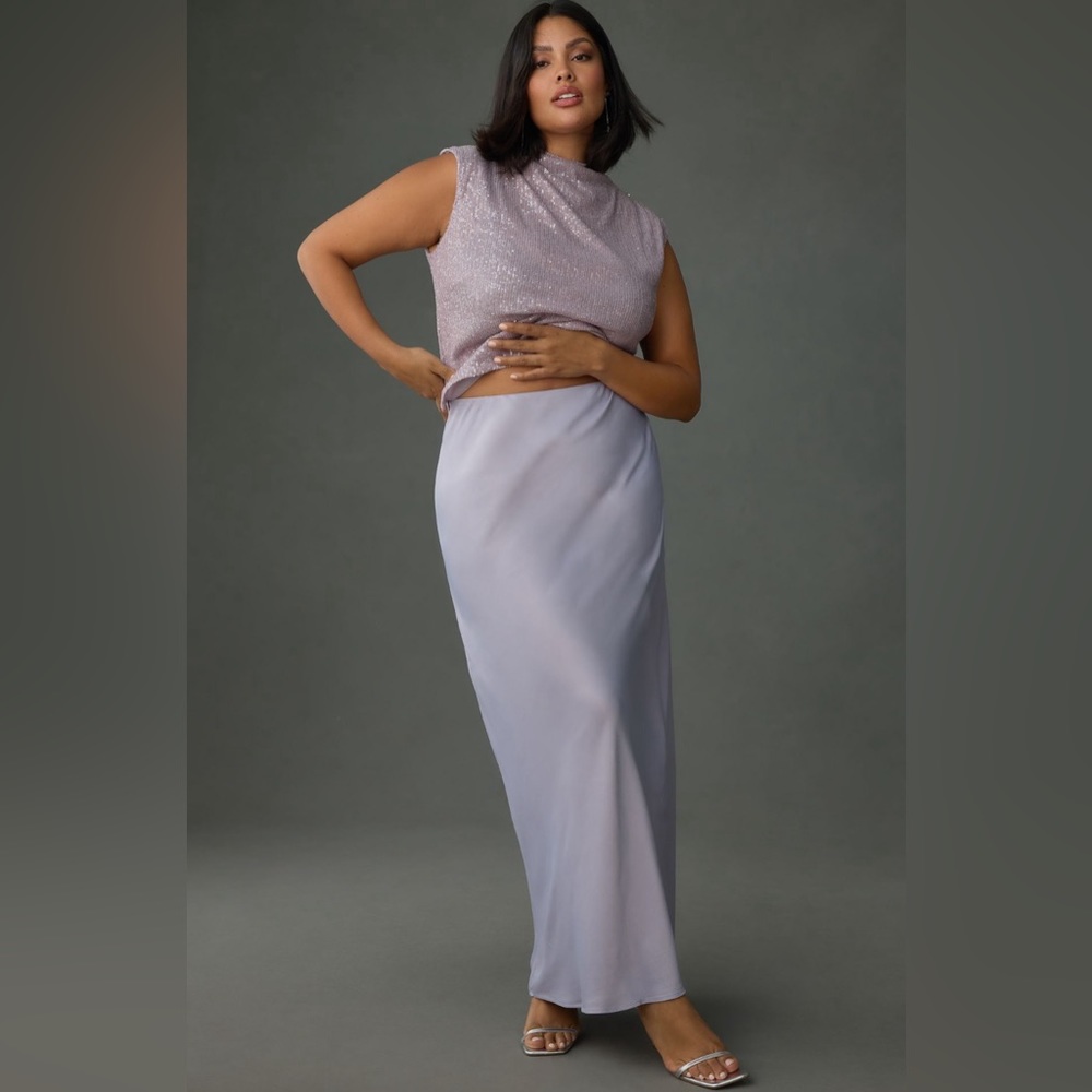 NWT The Tilda Maxi Slip Skirt Iris Blue Size Medium